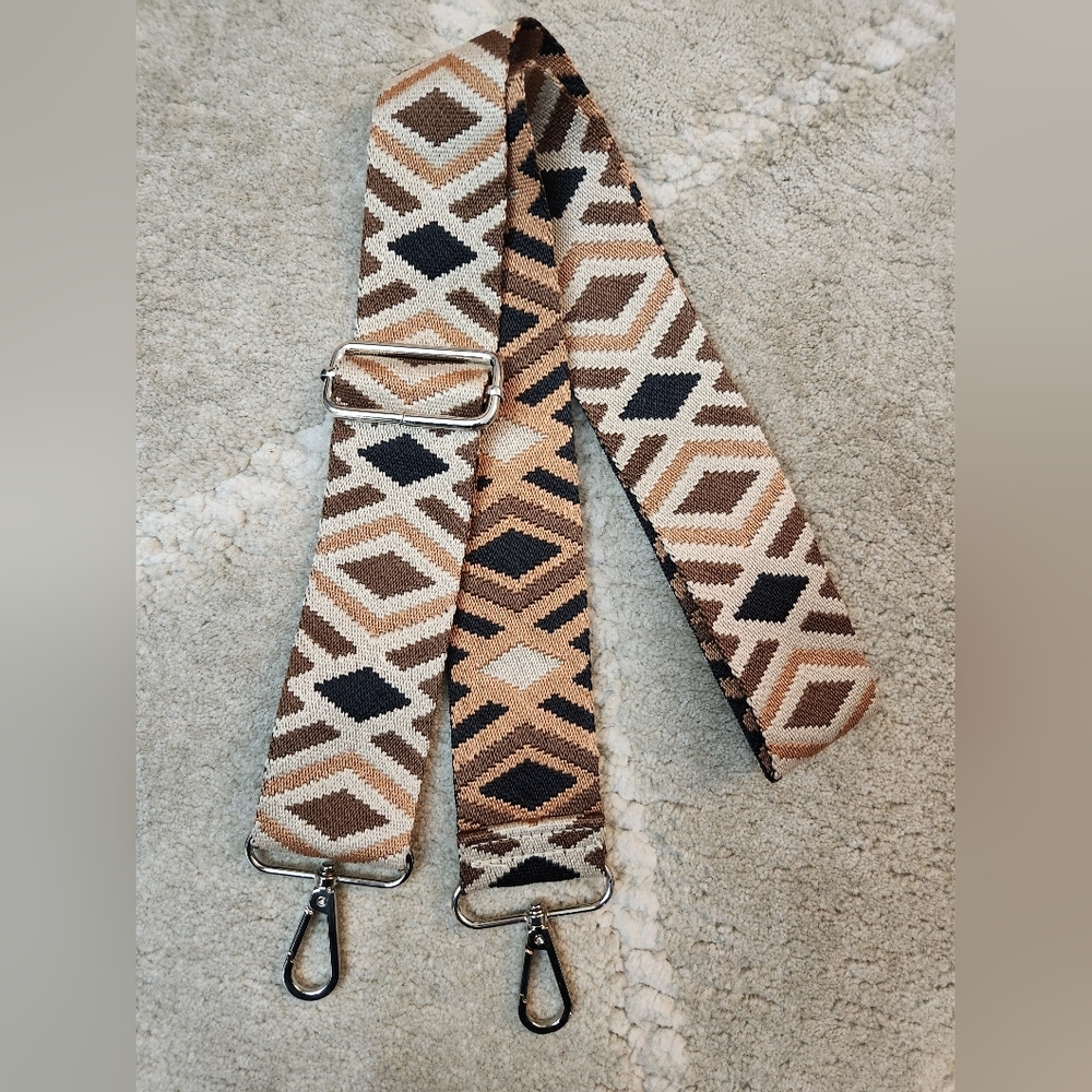 Bag Strap Adjustable Interchangeable Crossbody Strap Two Tone Multi Earth Tone